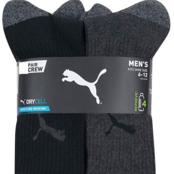 PUMA Men's Black and Gray Crew Socks 8-pairs - Picture 1 of 3